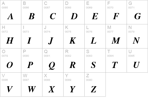 Greco Demi SSi Demi Bold Italic uppercase A-Z preview