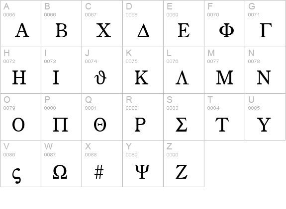 Greek Normal uppercase A-Z preview