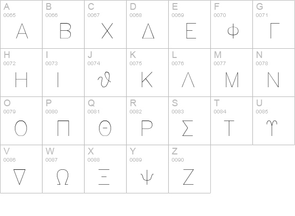 GreekS uppercase A-Z preview