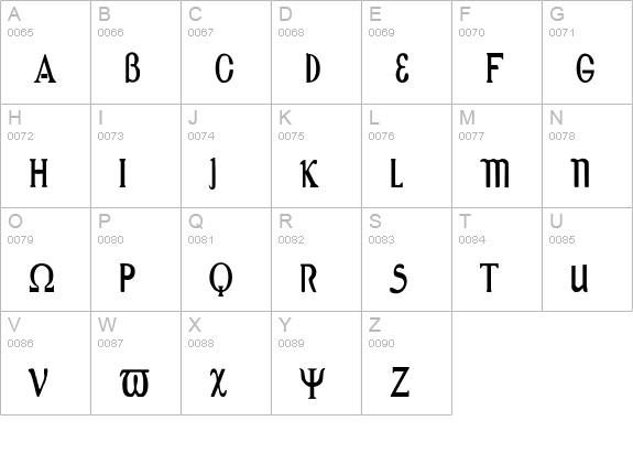 Greex uppercase A-Z preview