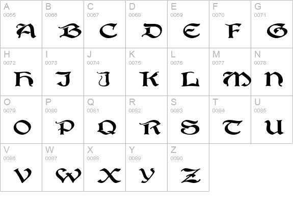 Gregorian uppercase A-Z preview
