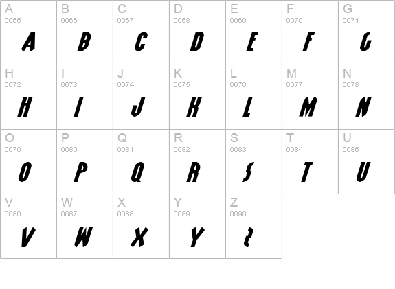 Grendel's Mother Exp Italic uppercase A-Z preview