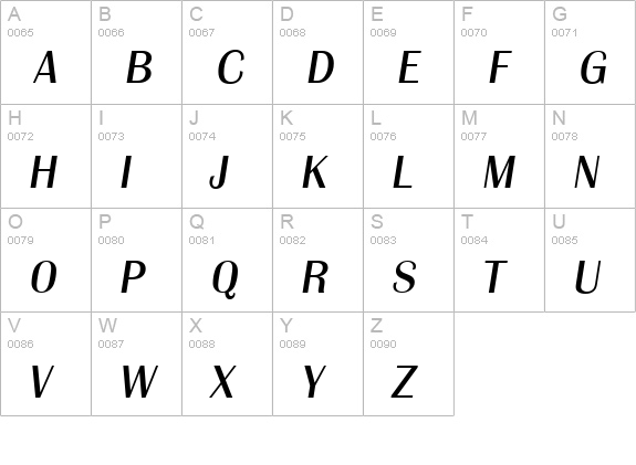 GrenobleSerial-Italic uppercase A-Z preview