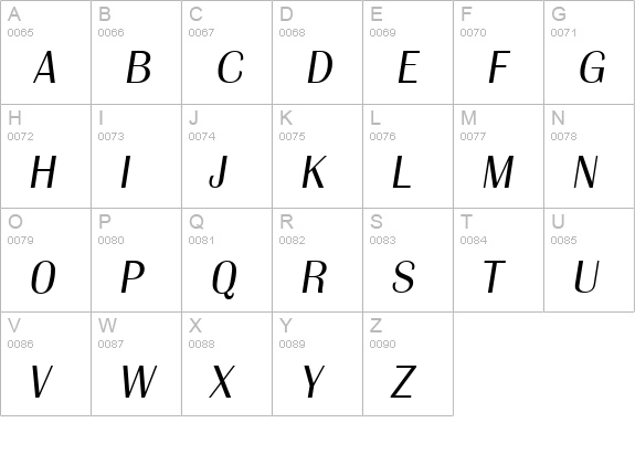 GrenobleSerial-Light-Italic uppercase A-Z preview
