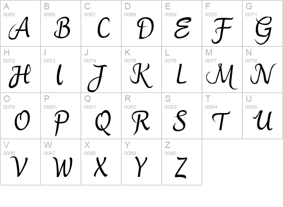 GrevinnansItalic uppercase A-Z preview