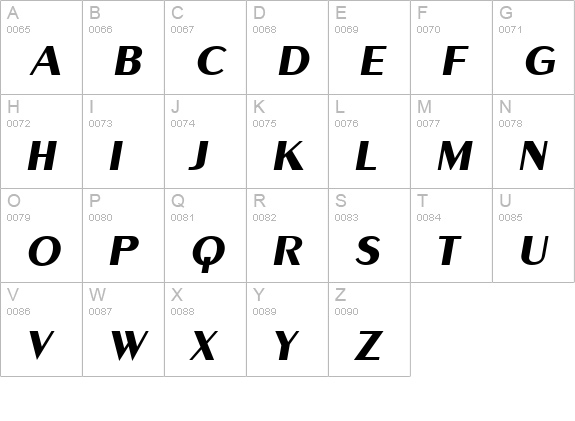 Greyhound-BoldItalic uppercase A-Z preview