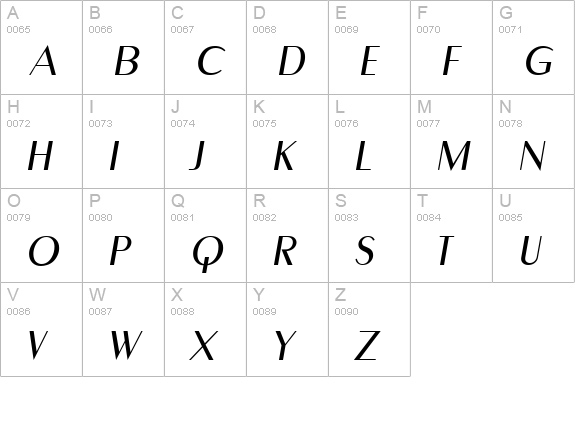 Greyhound-Italic uppercase A-Z preview