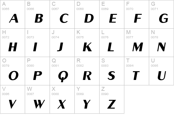 GreyhoundBoldItalic uppercase A-Z preview