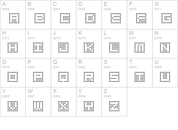 Gridder-NEG uppercase A-Z preview