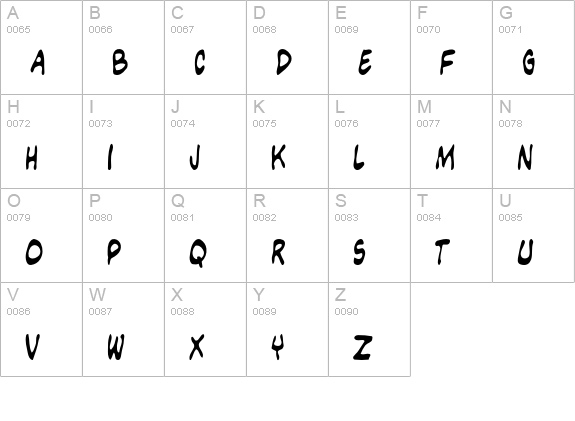 Grimmy uppercase A-Z preview
