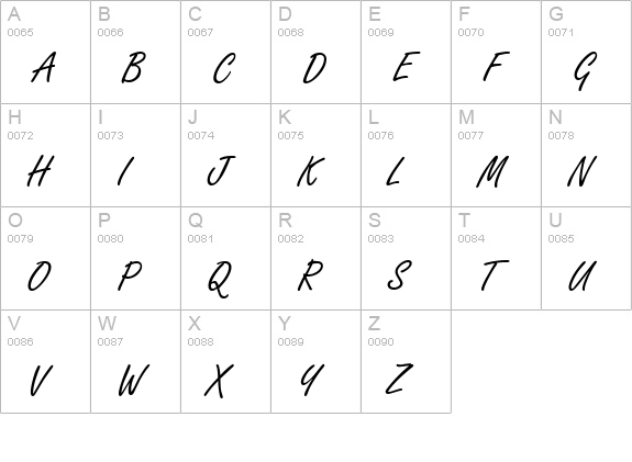 Grisette uppercase A-Z preview