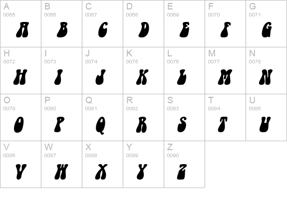 Groovy Italic uppercase A-Z preview