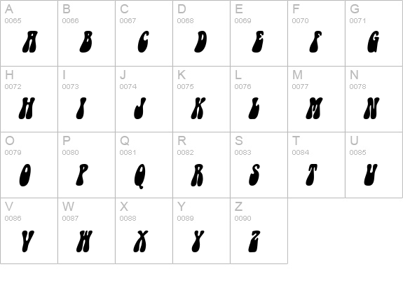 GroovyCondensed Italic uppercase A-Z preview