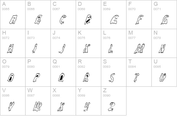 GroovyGhosties uppercase A-Z preview