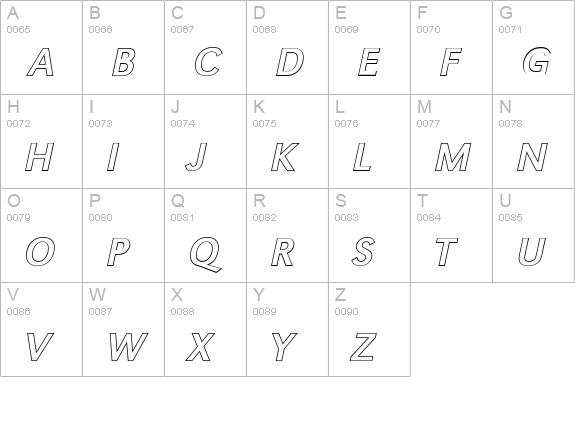 GroteskOu-Italic uppercase A-Z preview