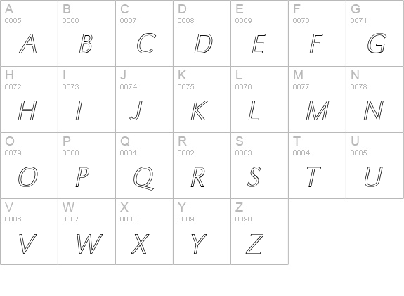 GroteskOu-Xlight-Italic uppercase A-Z preview