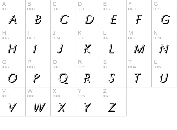 GroteskSh-Xlight-Italic uppercase A-Z preview