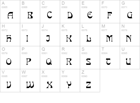 Grouse uppercase A-Z preview