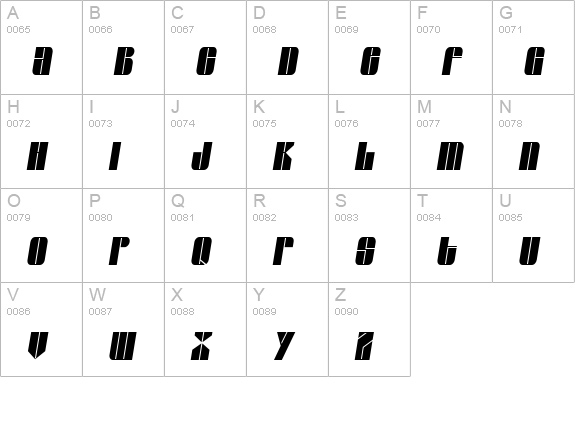GroverThin Italic uppercase A-Z preview