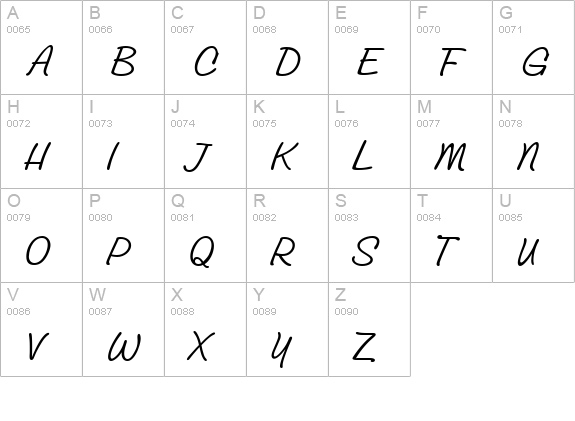 GroveScriptLight uppercase A-Z preview