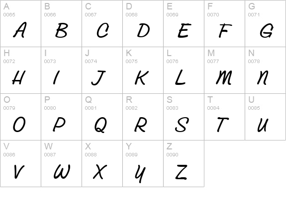 GroveScriptMedium uppercase A-Z preview