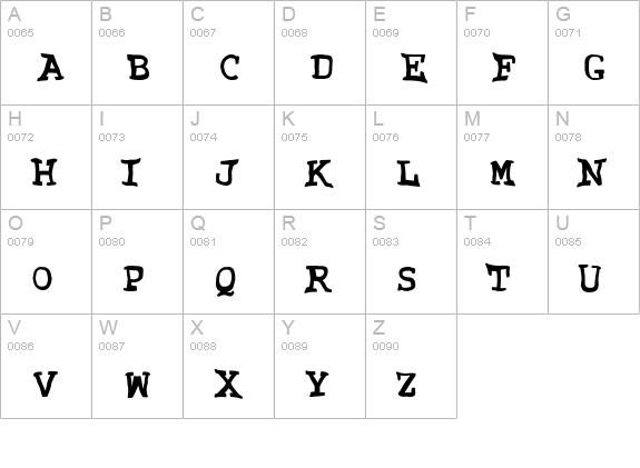 Grubby uppercase A-Z preview