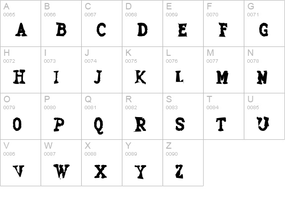Grudge uppercase A-Z preview