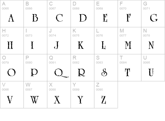 Grunge Caltek Bold uppercase A-Z preview
