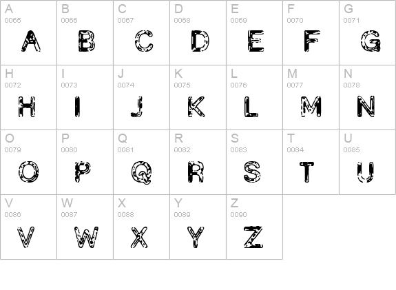 Grunja uppercase A-Z preview