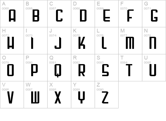 Gunblade uppercase A-Z preview