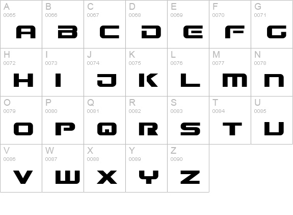 Gunship uppercase A-Z preview