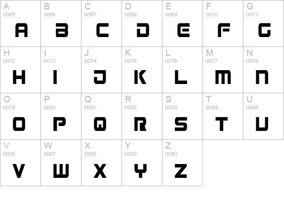 Gunship Condensed uppercase A-Z preview