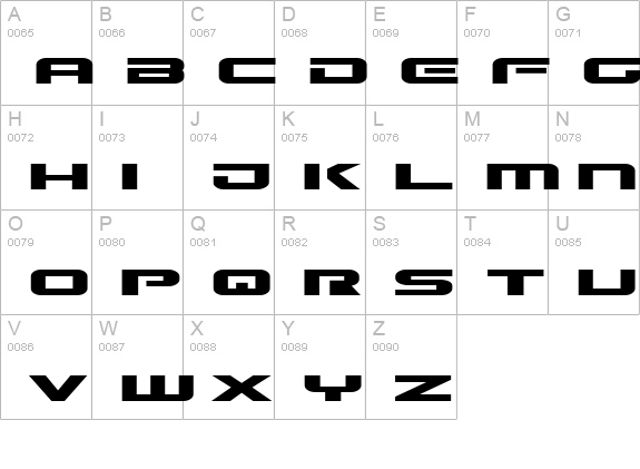 Gunship Expanded uppercase A-Z preview