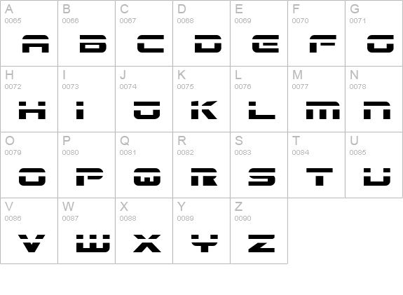 Gunship Laser uppercase A-Z preview
