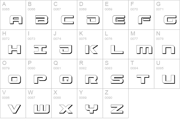Gunship Shadow uppercase A-Z preview