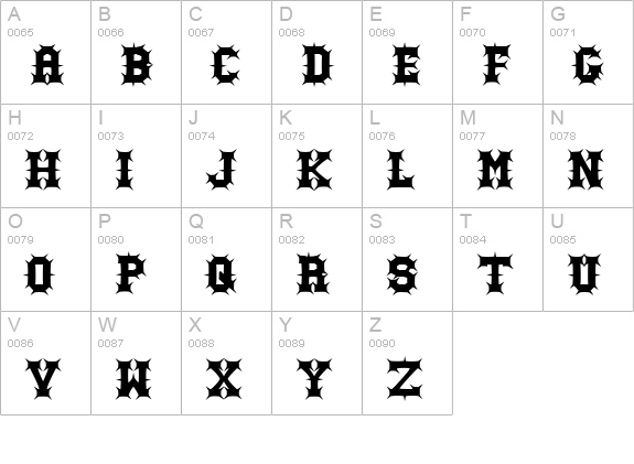 Gutcruncher Normal uppercase A-Z preview
