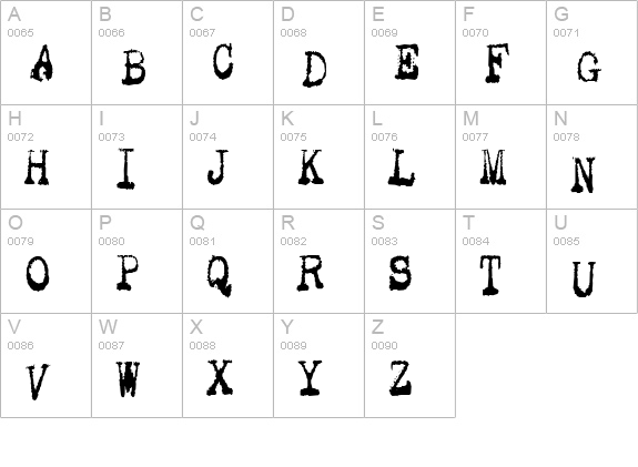 Gutter Vomit uppercase A-Z preview