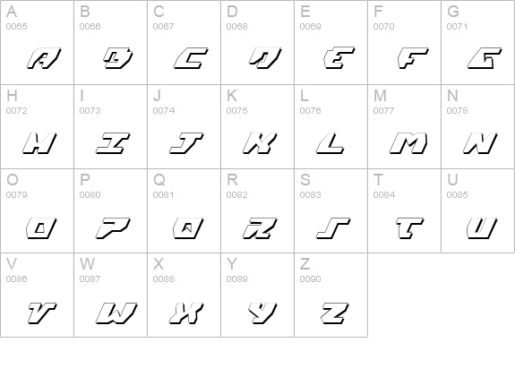 Gyrfalcon 3D Italic uppercase A-Z preview