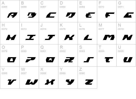 Gyrfalcon Expanded Italic uppercase A-Z preview