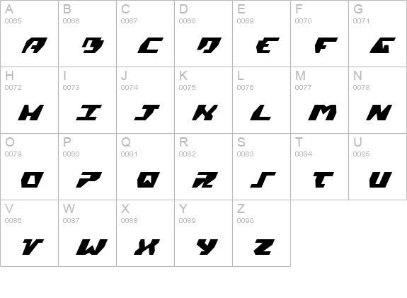 Gyrfalcon Italic uppercase A-Z preview
