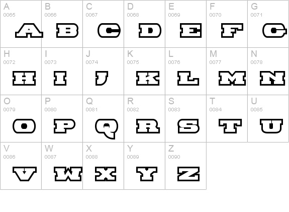 Hackney Block Outline uppercase A-Z preview