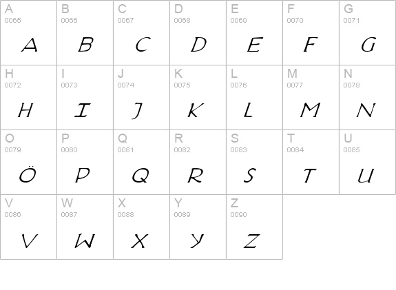 Hadriatic Italic uppercase A-Z preview