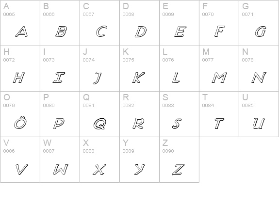 Hadriatic Shadow Italic uppercase A-Z preview
