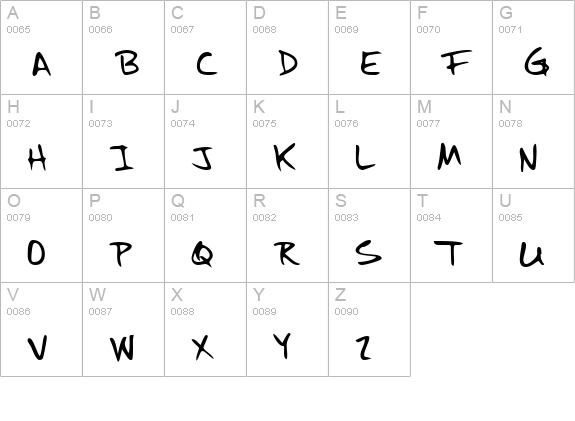 HaleysHand Regular uppercase A-Z preview