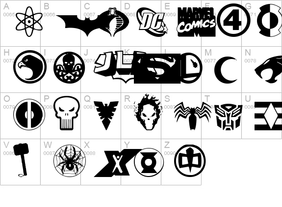 Hall of Heroes uppercase A-Z preview