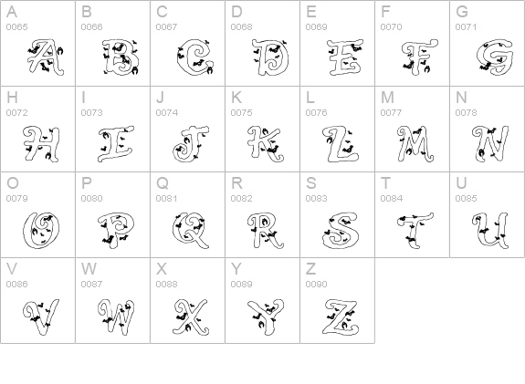 Halloween Bats uppercase A-Z preview