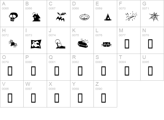 Halloweenies uppercase A-Z preview