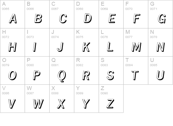 HamburgShadow-Italic uppercase A-Z preview