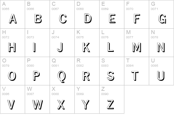 HamburgShadow-Regular uppercase A-Z preview