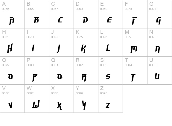 Hammerhead Italic uppercase A-Z preview